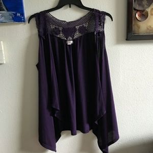 ➕Purple Crochet Top Open Vest
